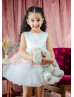 Satin Tulle Peplum Lace Flower Girl Dress